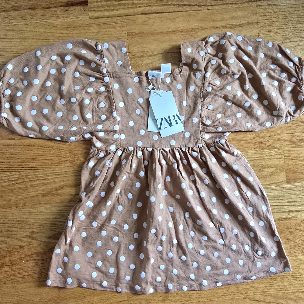 Zara Kids Brown Polka Dot Dress